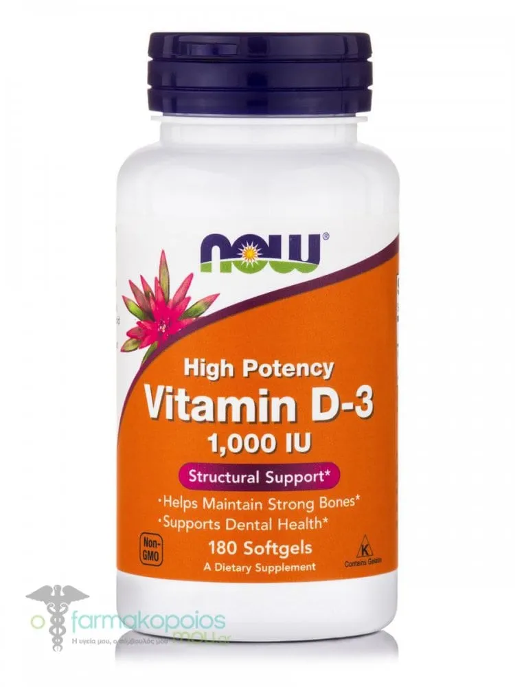 Now Foods Vitamin D3 1.000 IU, 180softgels