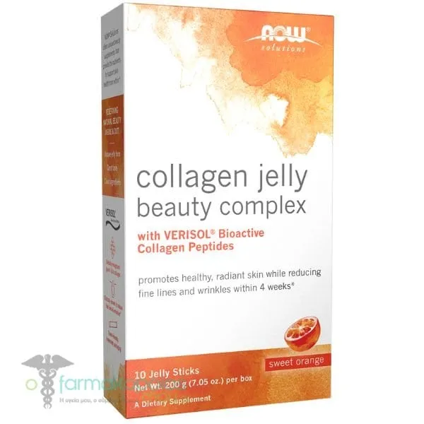 NOW Solutions Collagen Jelly Beauty Complex - Γεύση Γλυκό Πορτοκάλι, 10sticks