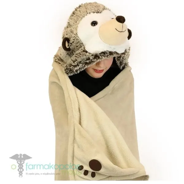 Noxxiez Animal Hooded Blanket Hedgehog (130x100cm), 1pc