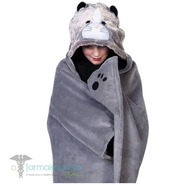 Noxxiez Animal Hooded Blanket Cat (130x110cm), 1pc