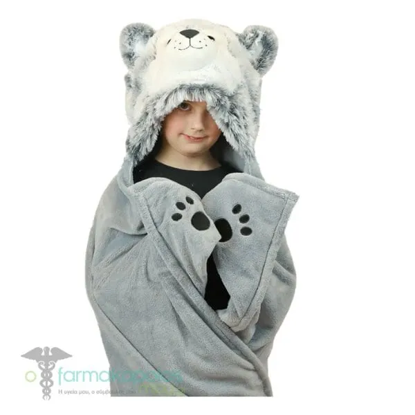 Noxxiez Animal Hooded Blanket Husky (130x110cm), 1pc