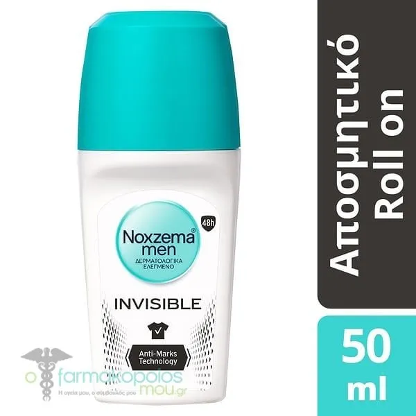 Noxzema Men Invisible Αποσμητικό Roll On για 48h Προστασία, 50ml