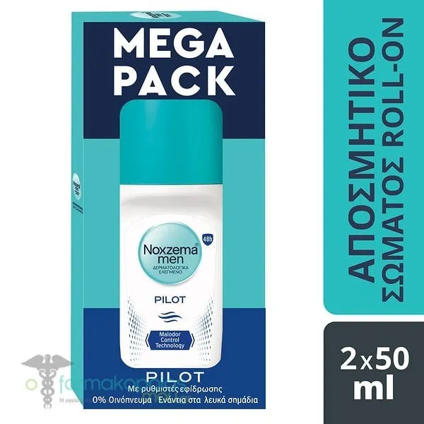 Noxzema Men Mega Pack Pilot Αποσμητικό Roll On για 48h Προστασίας, 2x50ml