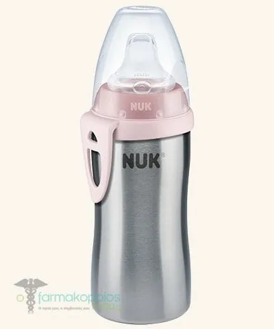 NUK Active Cup Stainless Steel with Spout 12m+, 215ml - Ρόζ