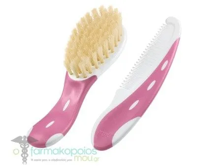 NUK Baby Brush with Comb, 2pcs - Ρόζ