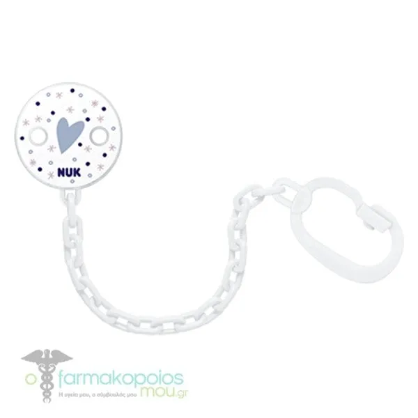 NUK Baby Winter Heart Soother Chain, 1pc - 008 Λευκό