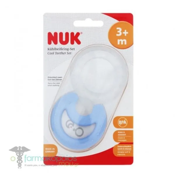 NUK Cool Teether Set 3m+, 2pcs - Διάφανο-Μπλε