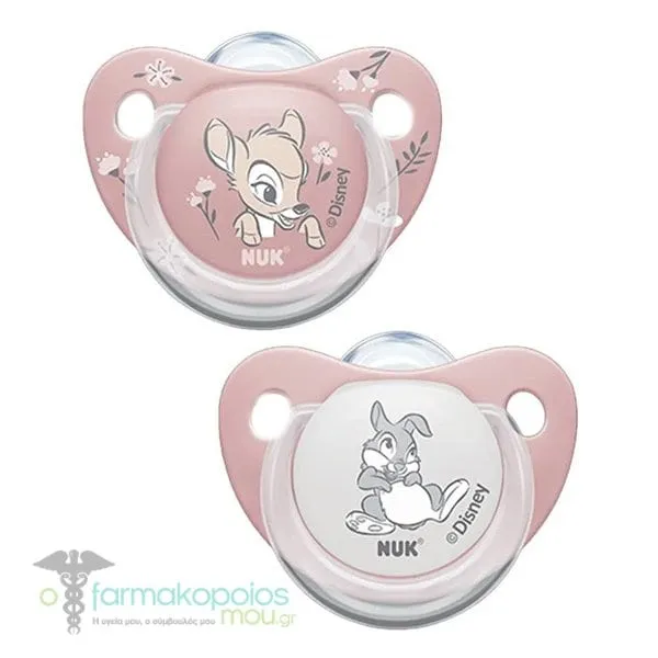 Nuk Disney Bambi Silicone Pacifier 0 - 6m, 2pcs - Ανοιχτό Ροζ