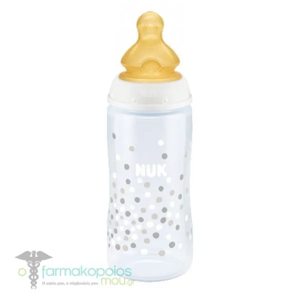 NUK First Choice PP Baby Bottle with Latex Teat 0-6m, 300ml - 008 Λευκό