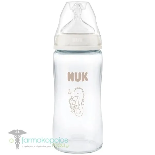 NUK First Choice Γυάλινο Μπιμπερό με Δείκτη Ελέγχου Θερμοκρασίας για 3m+, 240ml