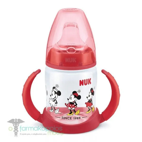 NUK First Choice Disney Mickey Baby Bottle with Silicone Spout & Handles, 150ml - Κόκκινο