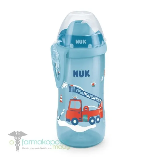 NUK First Choice Flexi Cup PP Soft Heart Breaker 12m+, 300ml - Γαλάζιο-Αυτοκινητάκι