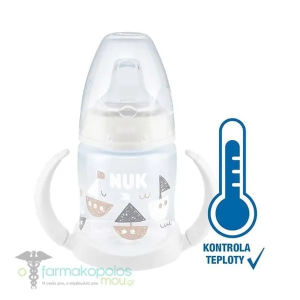 Nuk First Choice Learner Bottle (10.743.943) Μπιμπερό Εκπαίδευσης με Δείκτη Ελέγχου της Θερμοκρασίας 6-18m, 150ml - Άσπρο