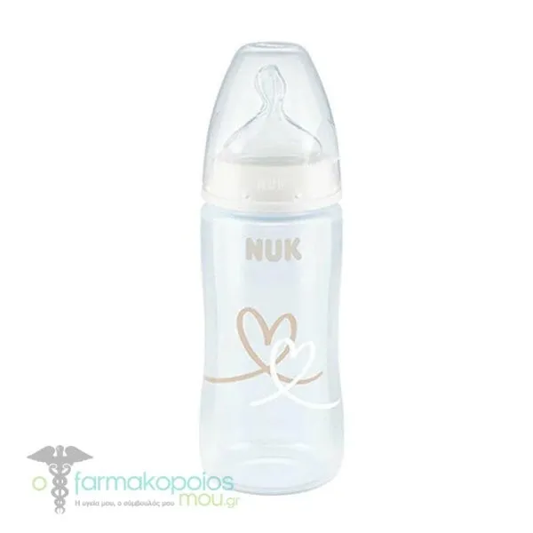 Nuk First Choice Plus Flow Control No Colic 6-18m Plastic Baby Bottle with Silicone Nipple, 300ml - 008 Λευκό