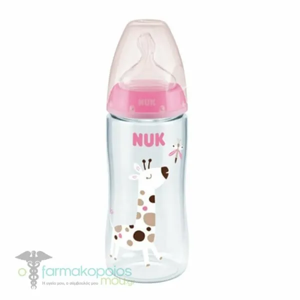 Nuk First Choice Plus Temperature Control Μπιμπερό με Δείκτη Ελέγχου Θερμοκρασίας 6-18m, 360ml - Ρόζ
