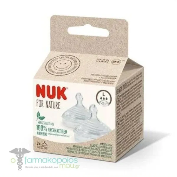 Nuk For Nature Θήλη (10.12.4027) Silicone 2 Μέγεθος L, 2τεμ