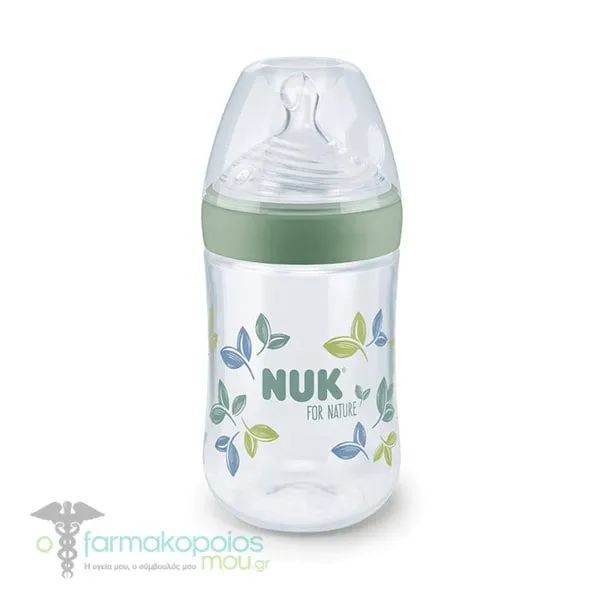 Nuk for Nature Μπιμπερό με Δείκτη Ελέγχου Θερμοκρασίας, 260ml - Πρασινο
