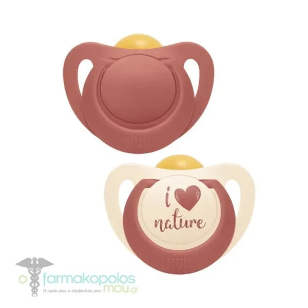 Nuk for Nature Πιπίλα Latex από 98% Φυσικές Πρώτες Ύλες 6-18m, 2τεμ - Κόκκινο