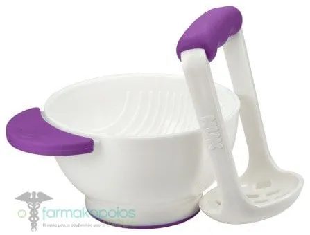 NUK Fresh Foods Masher & Bowl, 1set - Μώβ