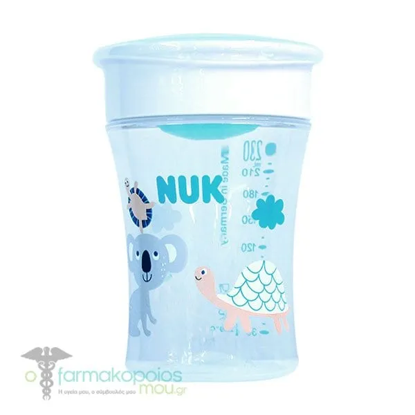 Nuk Magic Cup Κύπελλο με Εύκολη Ροή 8m+, 230ml - Τιρκουάζ-Χελωνάκια