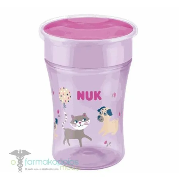 Nuk Magic Cup Κύπελλο με Εύκολη Ροή 8m+, 230ml - Μωβ Γατάκι