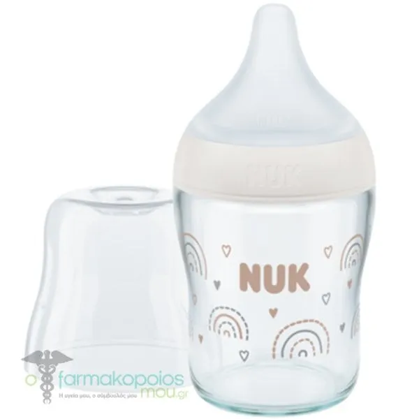Nuk Perfect Match Glass Bottle PP Medium 0m+, 120ml - Ουράνιο Τόξο