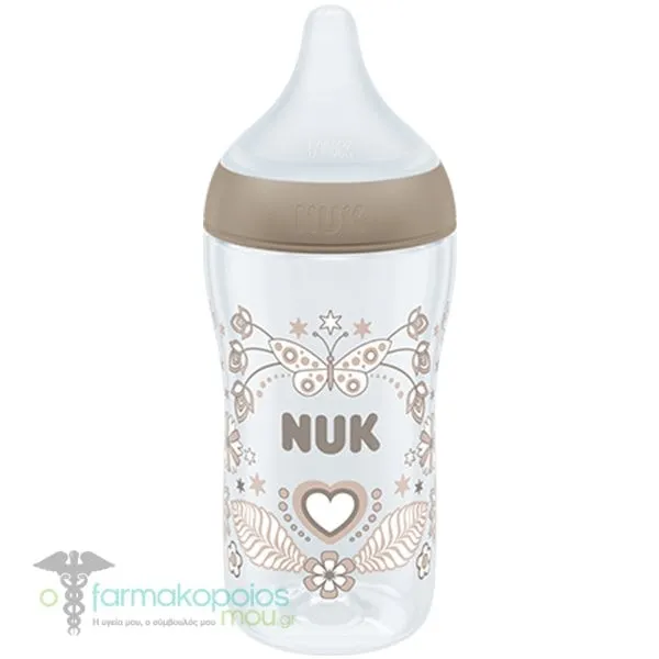 Nuk Perfect Match Bottle PP Medium 0m+, 150ml - Άσπρο Μπεζ Καρδούλα