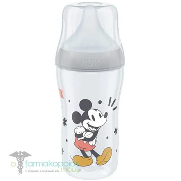 Nuk Perfect Match Bottle PP Medium 3m + Animation, 260ml - Γκρι-Mickey