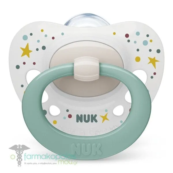 Nuk Signature (10.730.652) Πιπίλα Σιλικόνης για Μωρά από 0-6m, 1τεμ - Λευκό-Πετρόλ