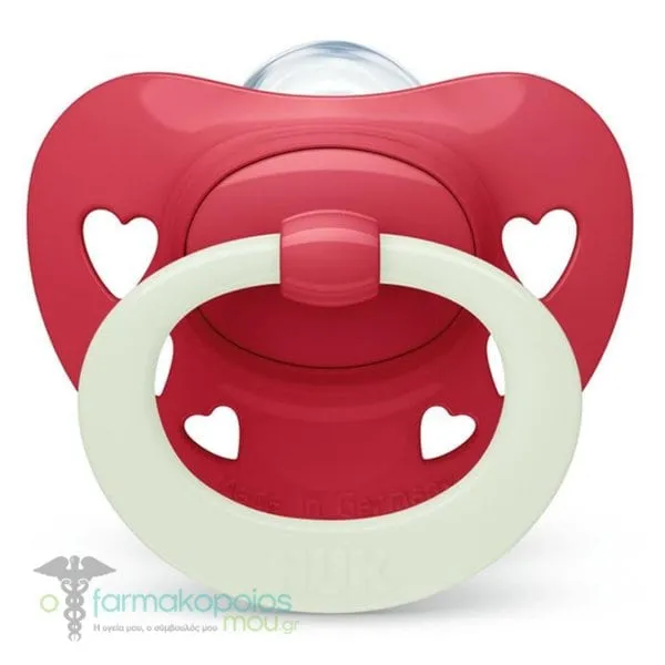 NUK Signature Night Silicone Soother 6-18m, 1pc - Κόκκινο