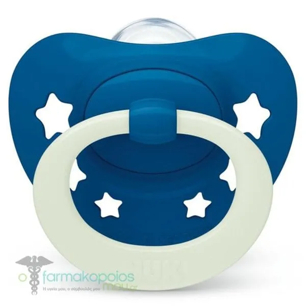 NUK Signature Night Silicone Soother 6-18m, 1pc - Αστεράκια Μπλε