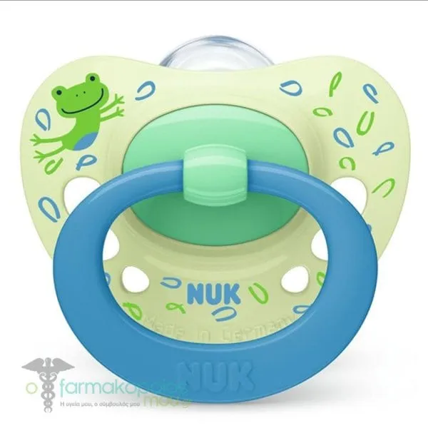 NUK Signature Silicone Soother 6-18m, 1pc - Πράσινο-Βατραχάκι