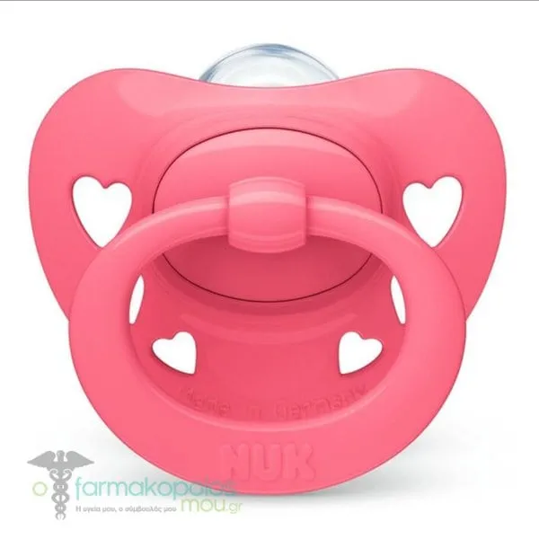 NUK Signature Silicone Soother 6-18m, 1pc - Ροζ-Καρδούλα