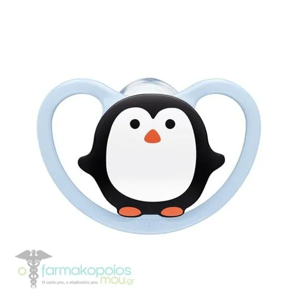 NUK Space Silicone Soother with Box 0-6m, 1pc - Γαλάζιος Πιγκουίνος