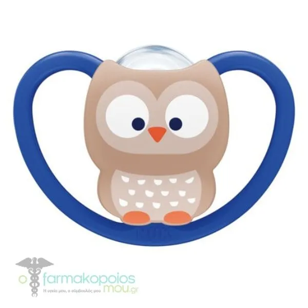 NUK Space Silicone Soother with Box 6-18m, 1pc - Μπλε Κουκουβάγια