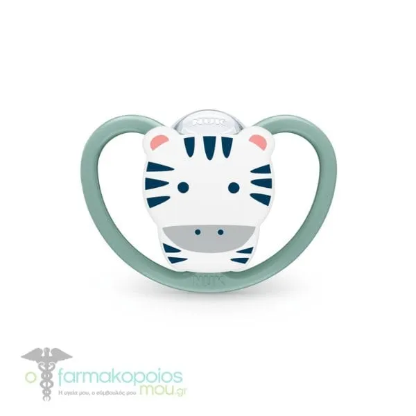 NUK Space Silicone Soother with Box 6-18m, 1pc - Πράσινο-Ζέμπρα