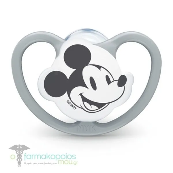 NUK Disney Baby Orthodontic Space Silicone Soother with Case 18-36m (10.739.747), 1pc - Γκρί