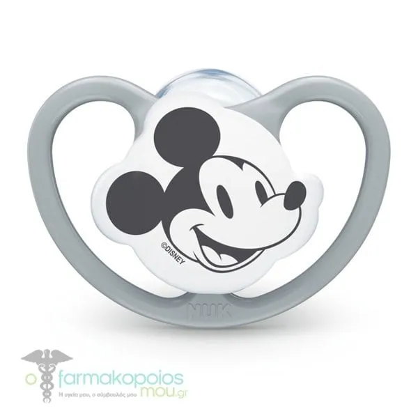 NUK Disney Baby Orthodontic Space Silicone Soother with Case 6-18m (10.736.750), 1pc - Γκρί