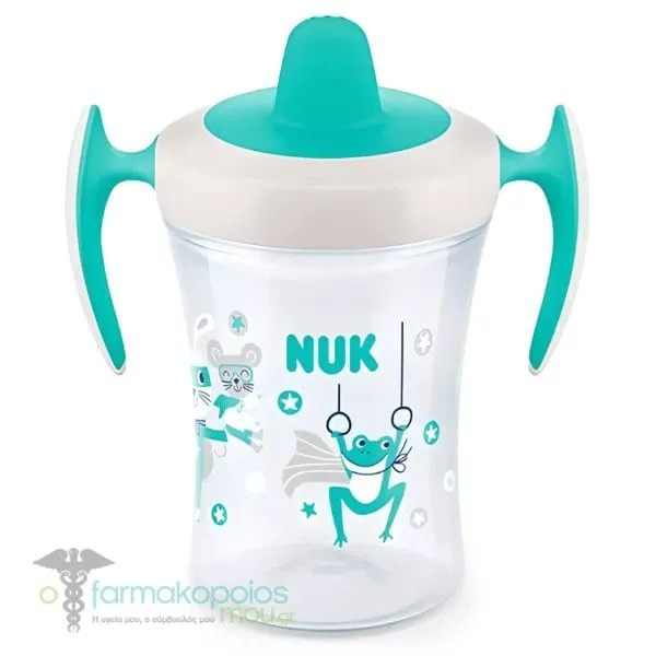 Nuk Trainer Cup Εκπαιδευτικό Ποτηράκι με Λαβές 6m+, 230ml - Γαλαζοπράσινο