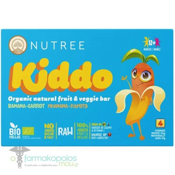 Nutree Kiddo Banana Carrot Kids Bars, 4x30gr