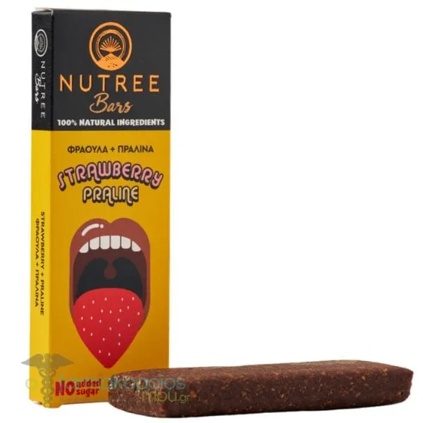 Nutree Raw Energy Bar Μπάρα Ενέργειας με Γεύση Φράουλα &amp; Πραλίνα, 50g