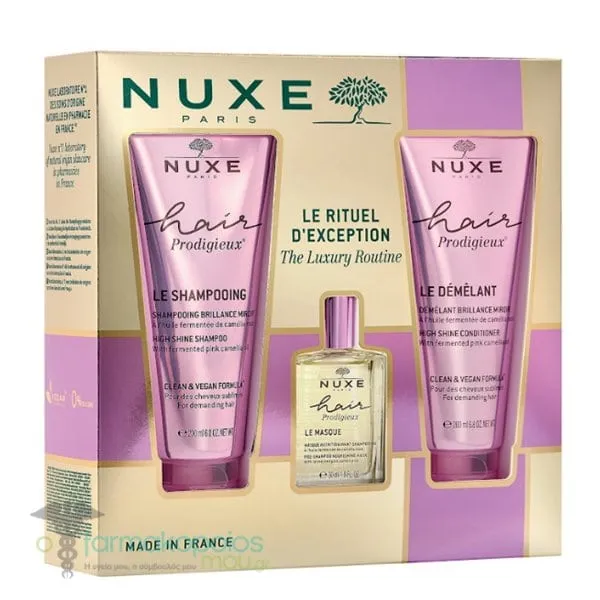 Nuxe Le Rituel D' Exception Promo High Shine Shampoo, 200ml, Conditioner, 200ml & Pre-Shampoo Nourishing Mask, 30ml, 1set