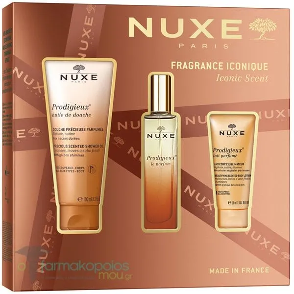 Nuxe Xmas Prodigieux Set with Prodigieux Eau de Parfum, 30ml, Shower Gel, 100ml, Body Lotion, 30ml, 1set