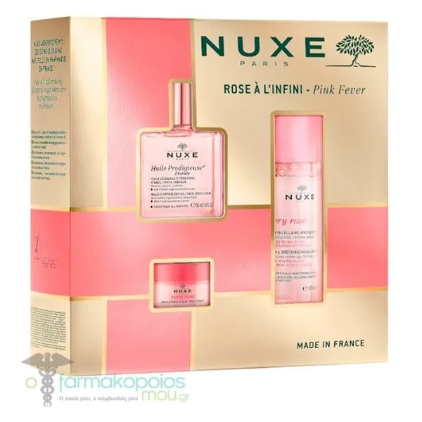 Nuxe XMAS Promo Huile Prodigieuse Florale, 50ml, Very Rose 3-in-1 Soothing Micellar Water, 100ml & Very Rose Lip Balm, 15gr, 1set