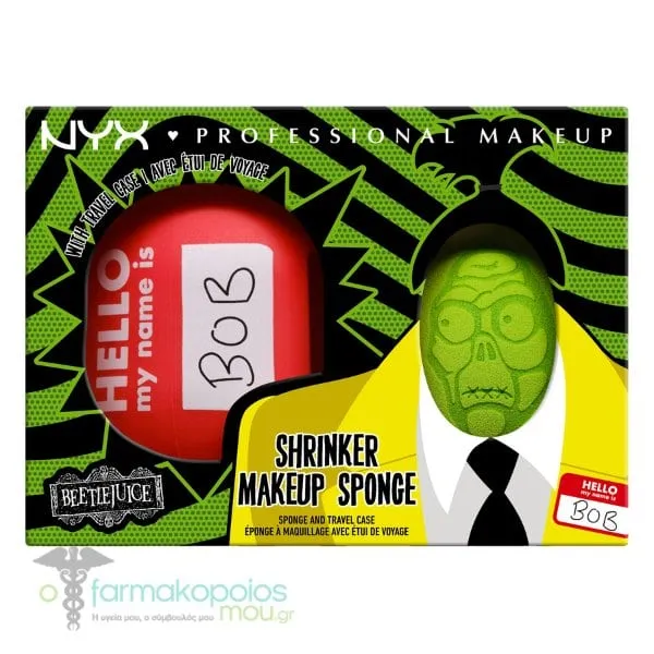 NYX PROFESSIONAL MAKE UP Beetlejuice Shrinker Makeup Sponge & Travel Case, 2pcs