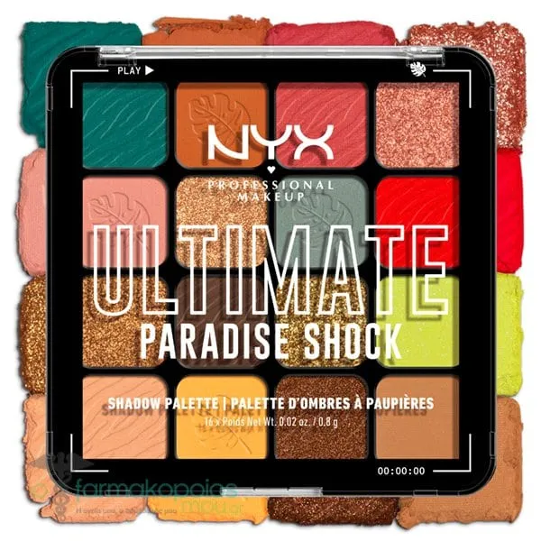 NYX PROFESSIONAL MAKE UP Ultimate Shadow Palette Paradise Shock, 16 x 0.8g