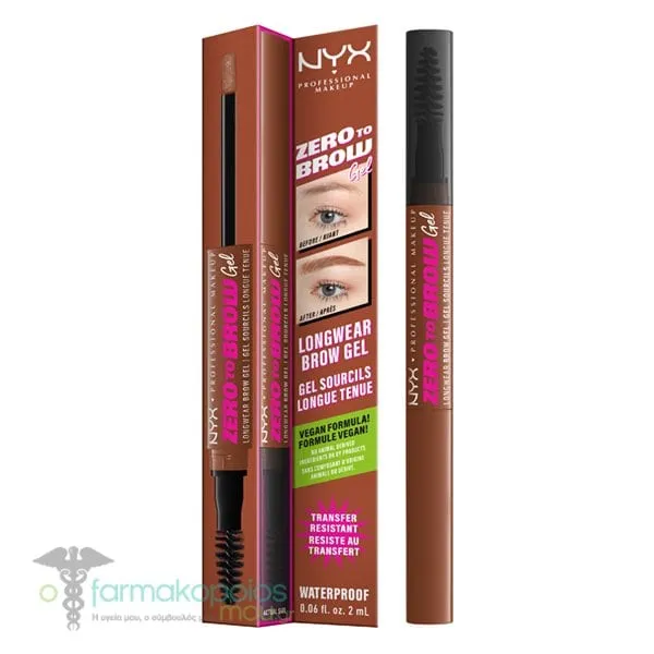 NYX PROFESSIONAL MAKE UP Zero to Brow Longwear Brow Gel, 2ml - Auburn