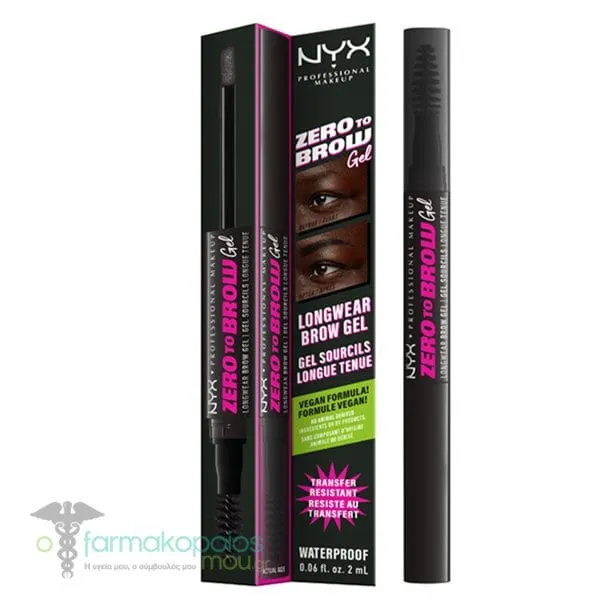 NYX PROFESSIONAL MAKE UP Zero to Brow Longwear Brow Gel, 2ml - BLACK