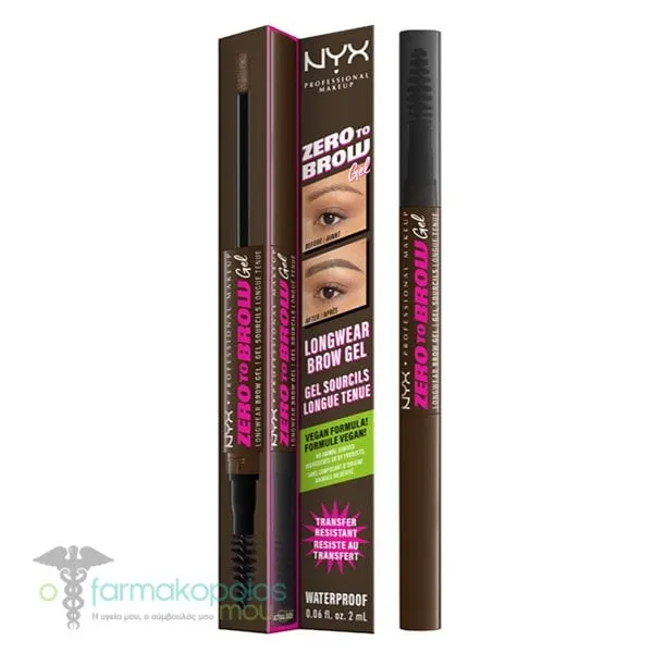 NYX PROFESSIONAL MAKE UP Zero to Brow Longwear Brow Gel, 2ml - Espresso