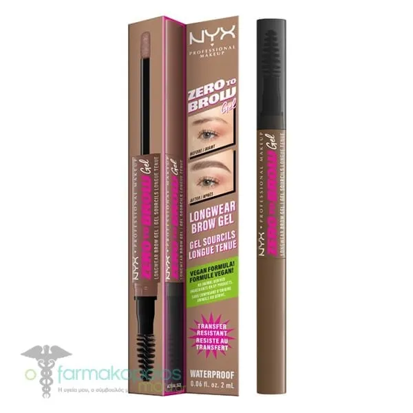NYX PROFESSIONAL MAKE UP Zero to Brow Gel Τζελ Φρυδιών, 2ml